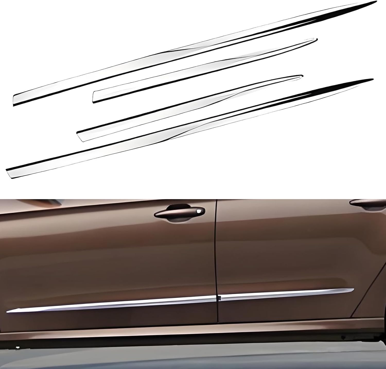 4PCS Body Side Molding Trim for Nissan Pathfinder 2022-2025, Door Trim Kit Strips Body Side Skirt Molding Cover Car Door Protector Edge Guards,Silver