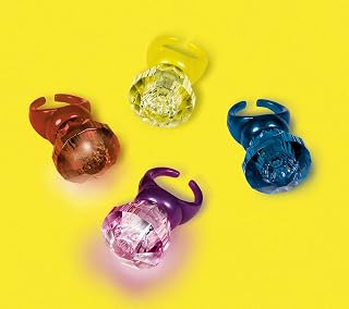 Assorted Colors Diamond Light-Up Ring - 1.18" x 1.5" (Pack Of 1) - LED Flashing Plastic Rings For Party Favors, Events & Bachelorette