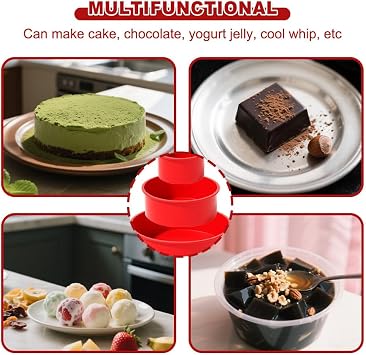 Silicone Cake Tins, 3PCS Silicone Cake Moulds | Round Cake Mold Pan Cake Moulds for Baking Mould Set Reusable Round Baking Tray for Cheesecake(Red)