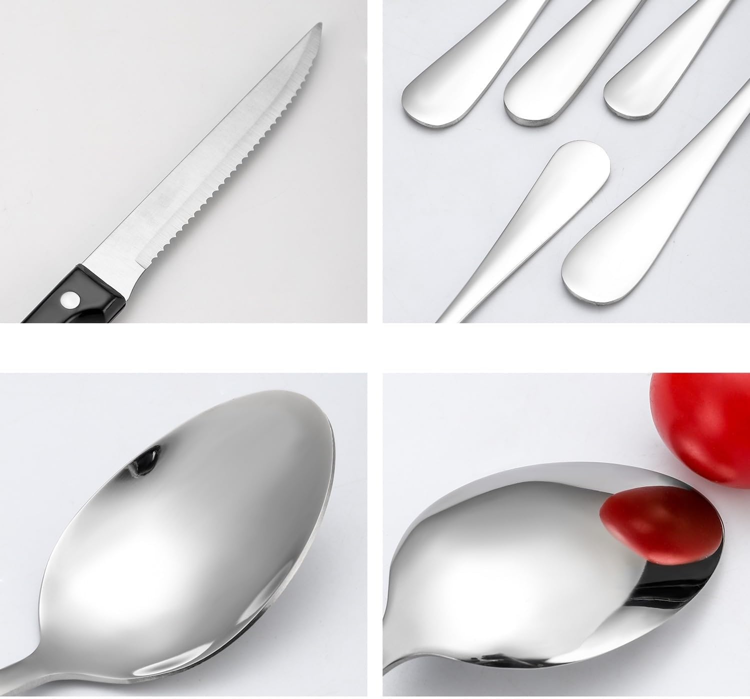 Silverware Flatware Set, 20-piece Thickened Stainless Steel Cutlery Set Cutlery Steak Knife Fork Spoon Storage Box(Gold)