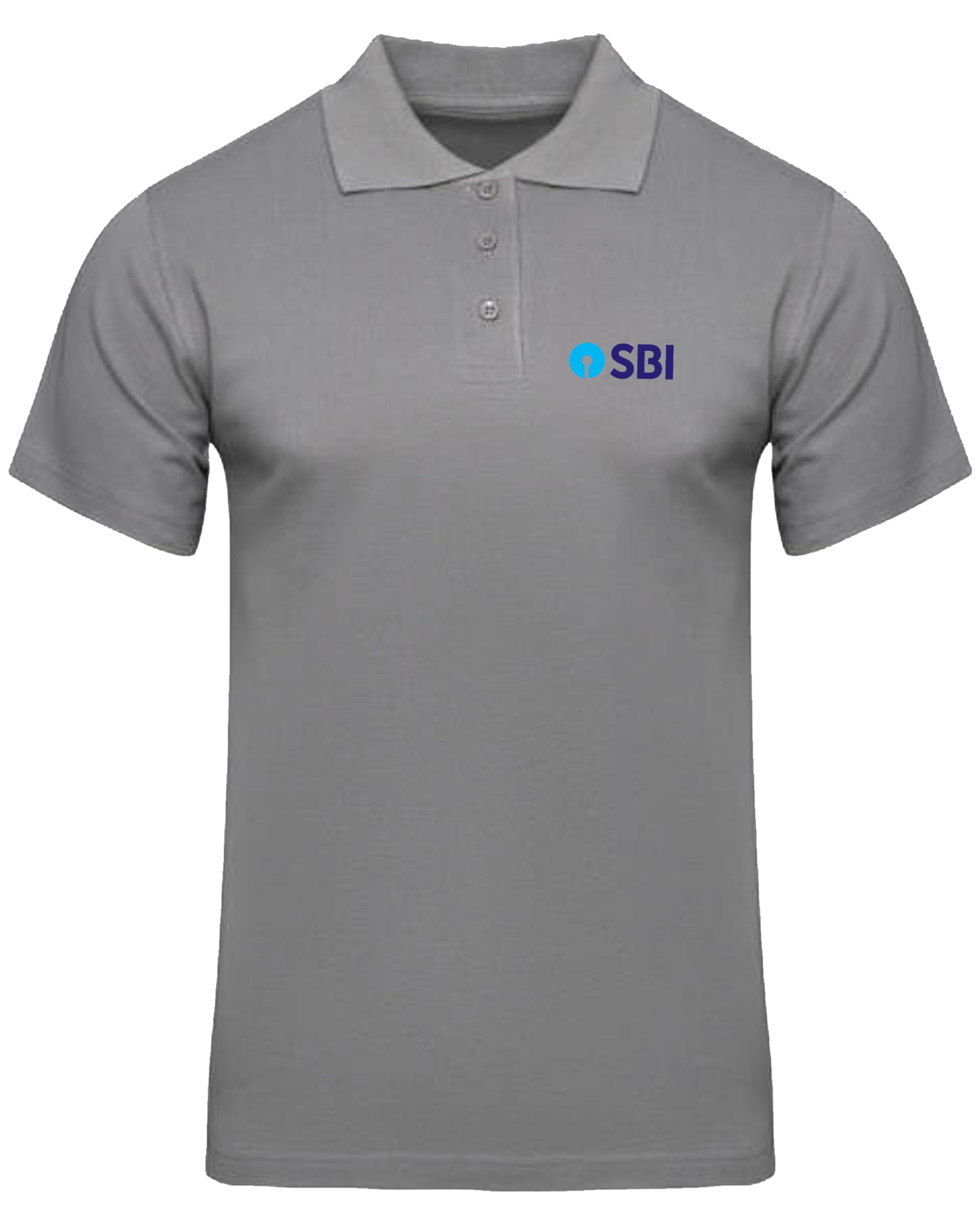 SBI Bank Logo Printed Polo/Collar Half Sleeve T-Shirt for SBI Bank Staff Employee Promotion T Shirt for Men and Women Grey