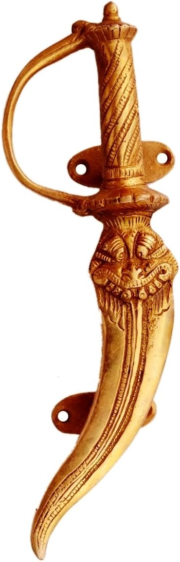 Purpledip Brass Handle for Door, Window, Cupboard Or Drawer 'Warrior Sword', Gold (11133)