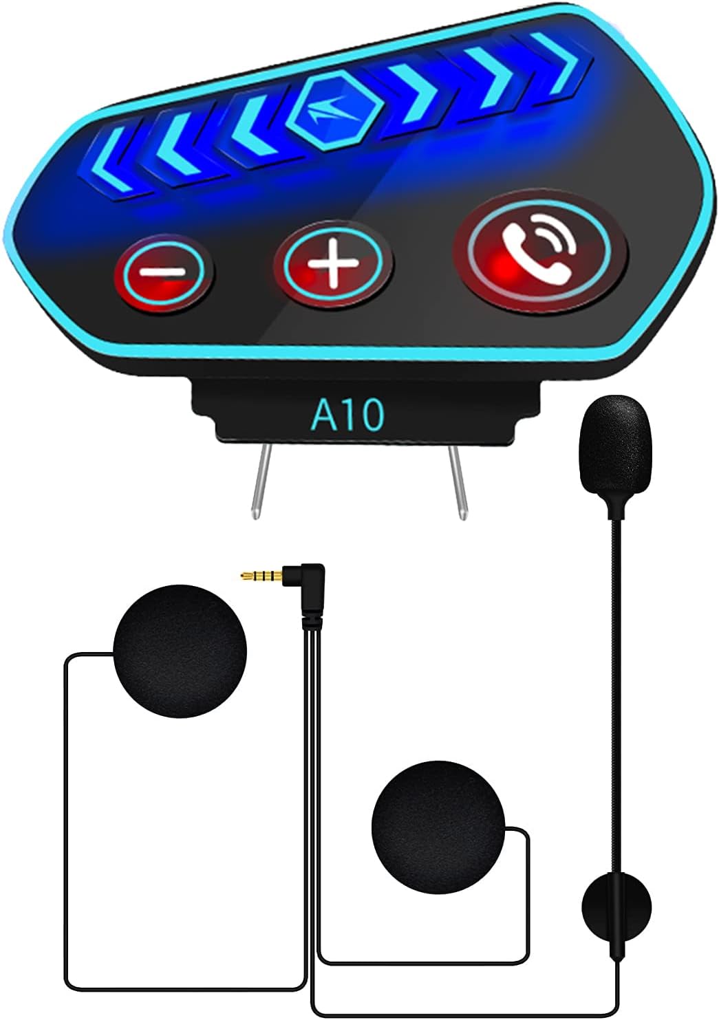 Motorcycle Helmet Bluetooth Headset,Geva BT V5.0 Bluetooth for Helmet,160 Hrs Riding Bluetooth Speaker Helmet, A10 Motorbike Helmet Communication System (Waterproof/Handsfree/Stereo Music/GPS)