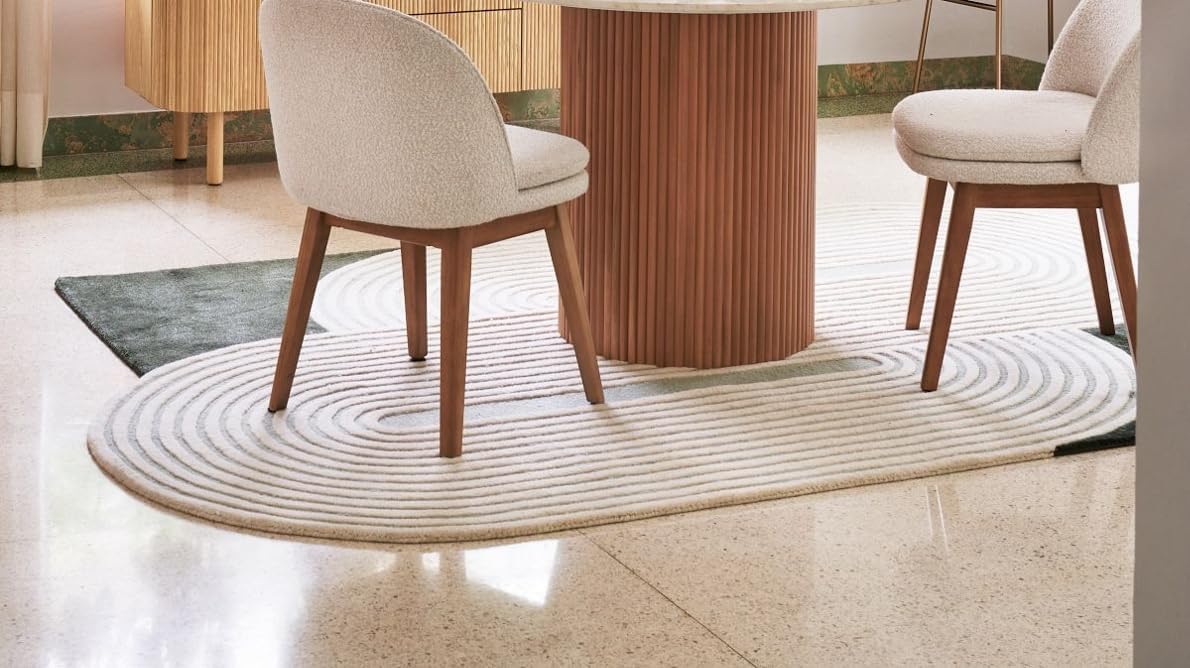 Infinity Hand-Tufted Wool New Area Rug – Modern Geometric Handmade Rug for Living Room & Bedroom, Green 5x8 feet