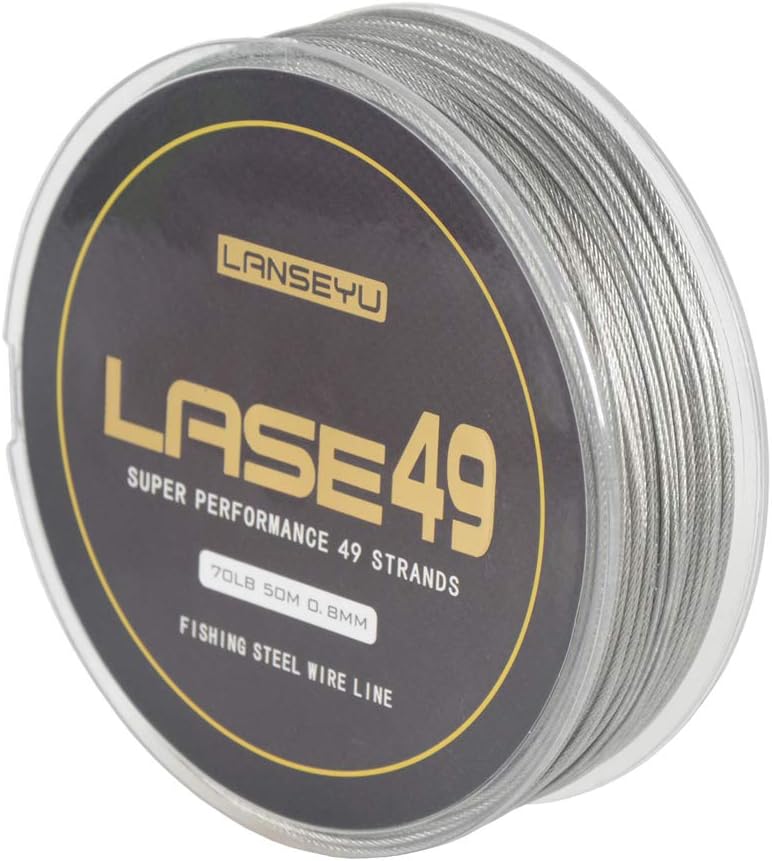 50M 44lb/70lb Test Stainless Steel Fishing Wire - 7x7 Strands, 0.6mm/0.8mm Trace Coating, Jigging Line
