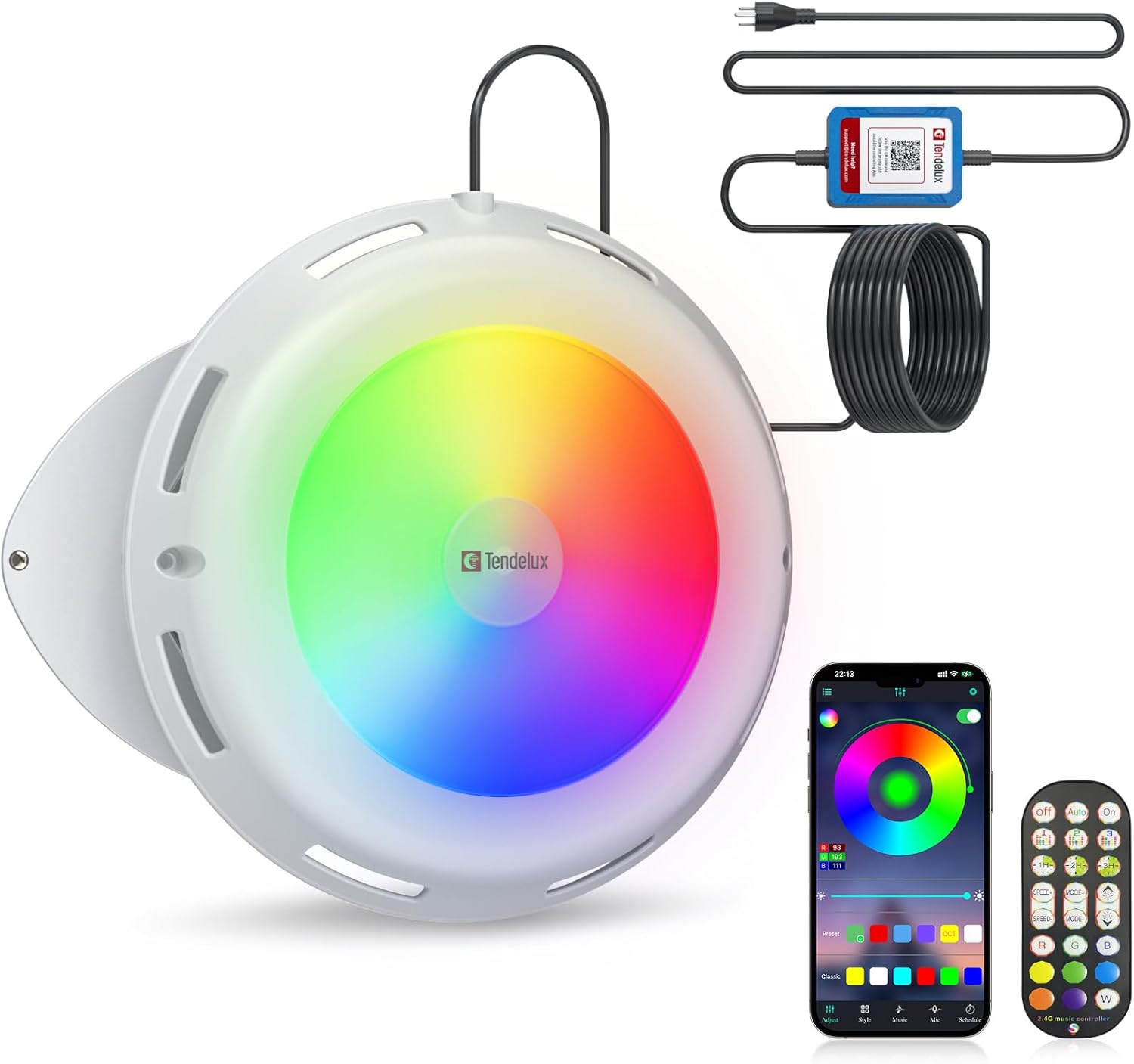 LED Swimming Pool Light, Surface Mounted Super Bright 30 Watt RGB Underwater Lamp with Mobile App and Remote for Inground & Above Ground Pools, IP68