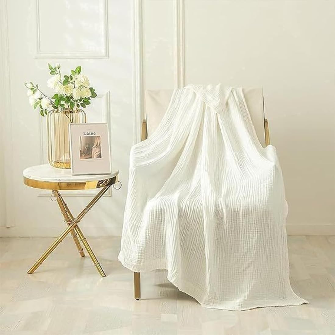 Sanfte Musselin Decke, 100% Natur Baumwolle Musselin Decke 150 x 200, Lightweight Breathable Leichte Sommerdecke as Cuddly Blanket, Bed, Couch Throw (3PC,150 * 200)