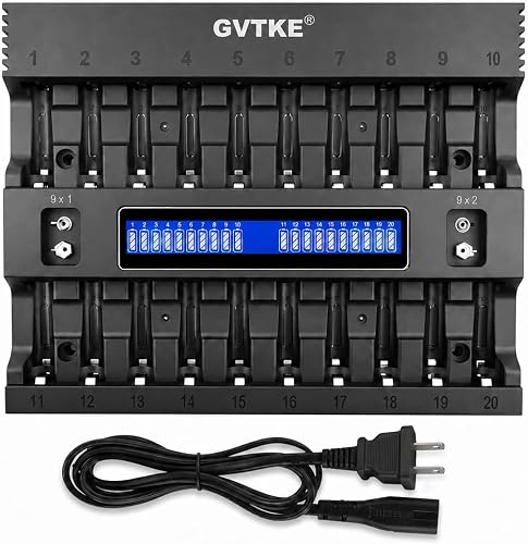AA AAA Battery Charger,22 Bays Smart Universal LCD Display Battery Charger