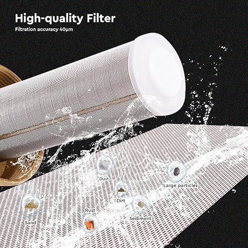 SWAWIS Wiederverwendbare Ausspülbarer Feinfilter, Spin-Down-Sediment-Wasserfilter, Wasserfilter Gartenschlauch, Eisenfilter für Brunnenwasser, Wasserhahn Wasserfilter Wasser(1/2’’ Male Thread)