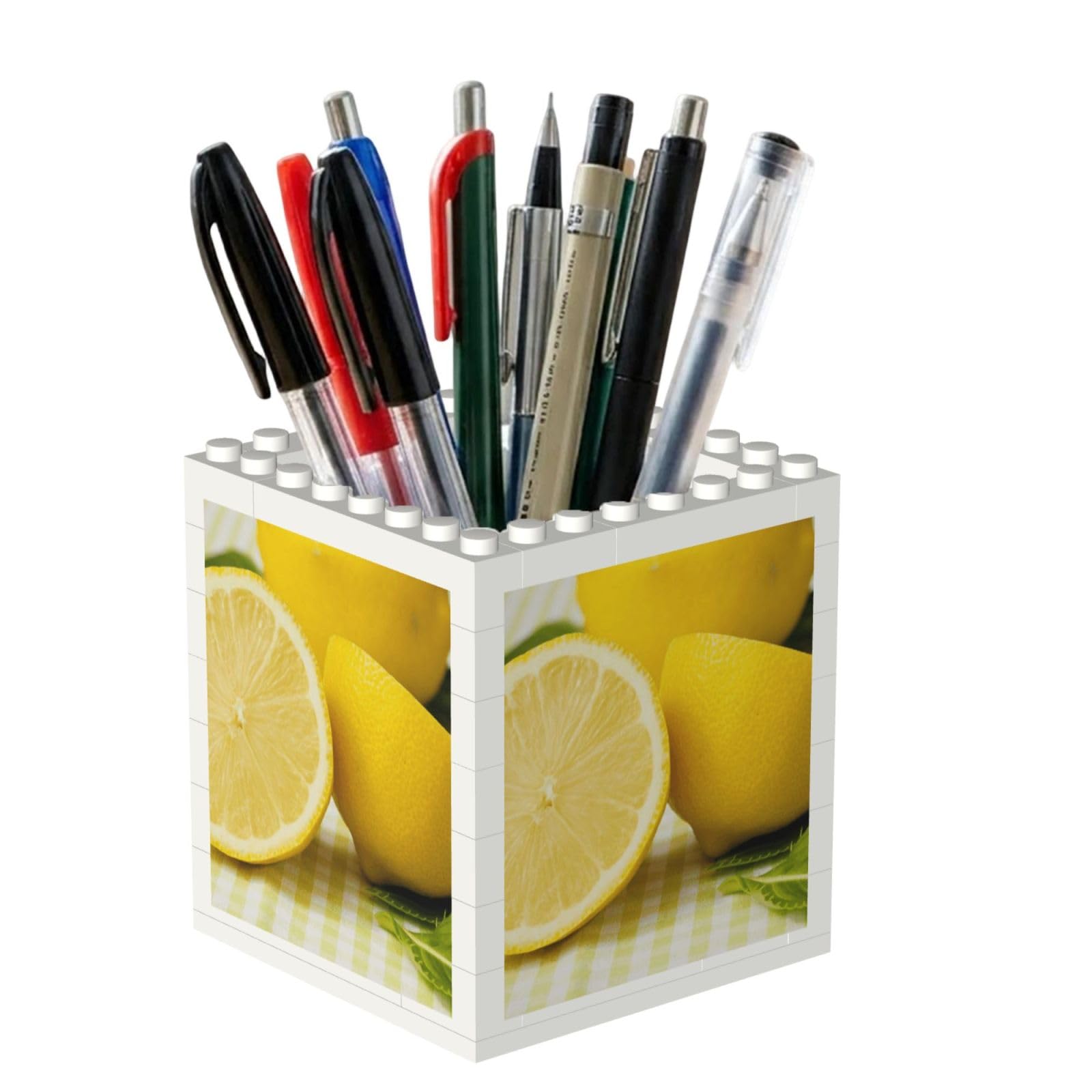 Poadnly Yellow Lemon, Pen Pot Pencil Holder for Office Home School, Compact Desk Organiser for Office Stationery
