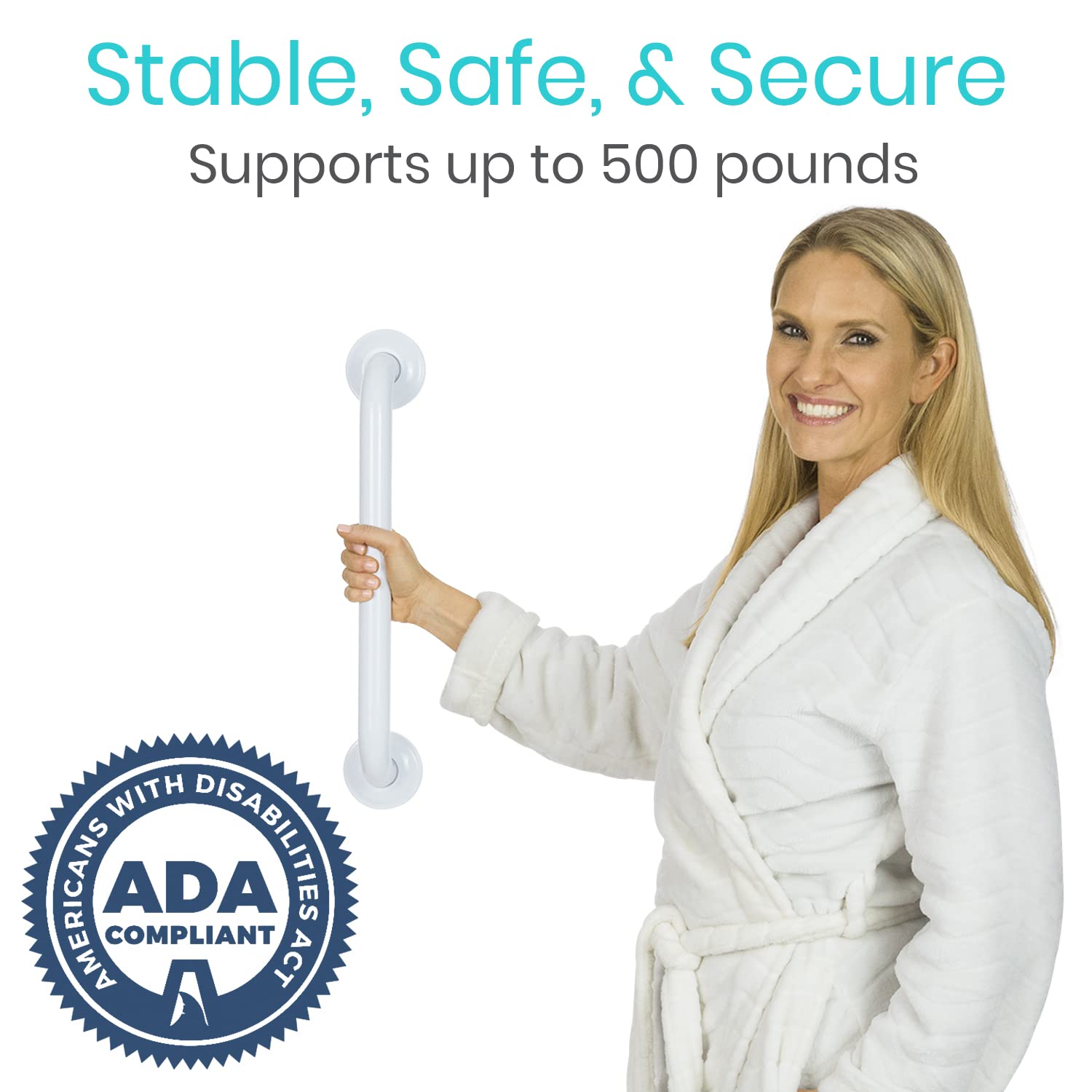 Vive Grab Bar for Bathtubs and Showers - Handicap Bathroom Safety Rail for Elderly - Wall Senior Handle for Tub, Toilet, Bath - Disability Assist Device Accessories Handrail Support for Injury