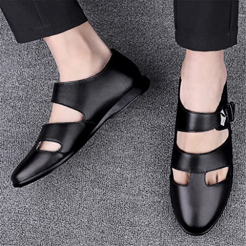 Business Dress Men Sandals Breathable Leather Shoes Men Half Slippers Men(Black a,38 Code)4