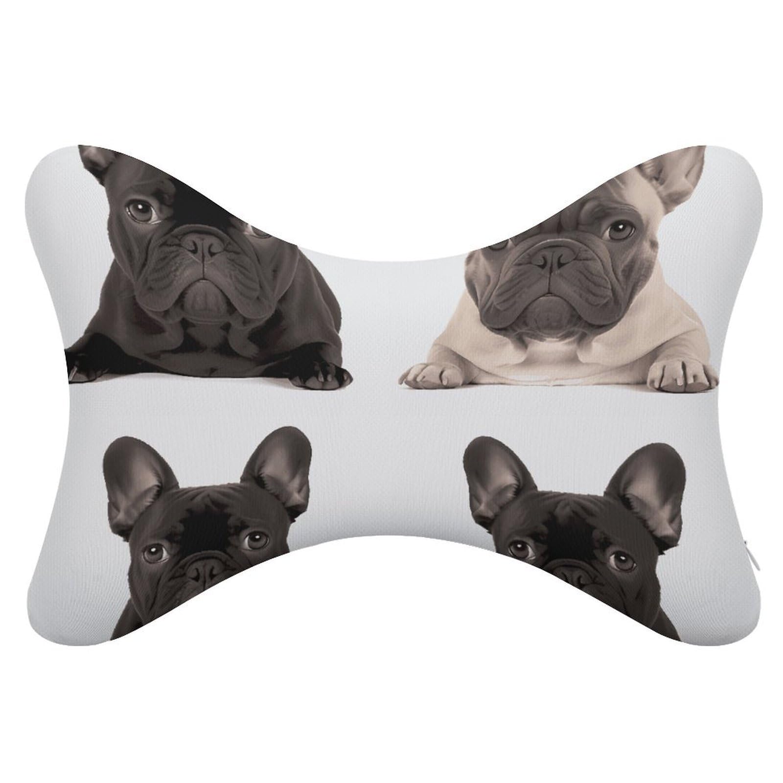 FekiLoot French Bulldog Car Headrest Set of 2,Softness Memory Foam Car Neck Pillow with Breathable Removable Cover Car Neck Support Pillow Ergonomic for Driving, Office