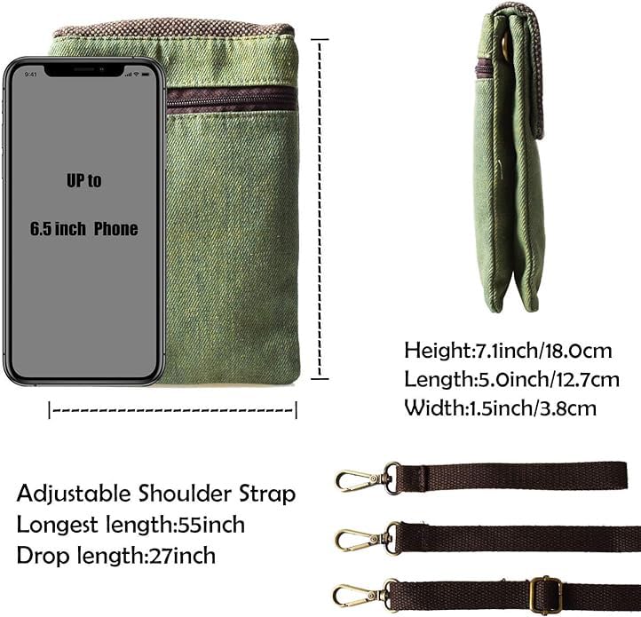 Women's Small Crossbody Bags Canvas Cellphone Purse Coin Pouch Wallet Mini Shoulder Handbags Wristlet Clutch4