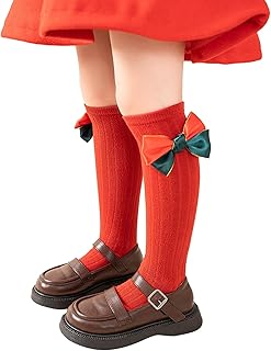 Calcetines de bebé para niña, calcetines de Navidad para niñas, calcetines mediados de tubo a rayas, calcetines rojos de Año Nuevo, calcetines de pelo de algodón peinado de doble aguja