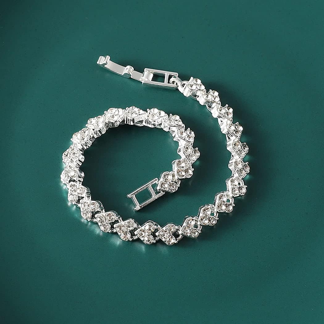 Branets Crystal Bracelet Silver Bracelet for Women Gifts Jewelry Adjustable for Women and Girls, 7 5 inch - Image 3