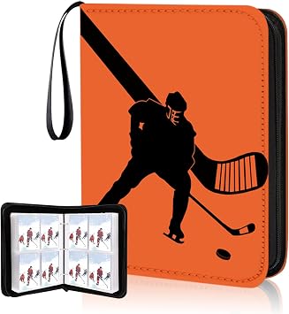 Hockey Card Binder,4-Pocket Trading Card Binder with 400 Card Sleeves,Portable Cards Album Case for Cards Collection Baseball Football Hockey Basketball Sports Cards 400 Pocket Hockey
