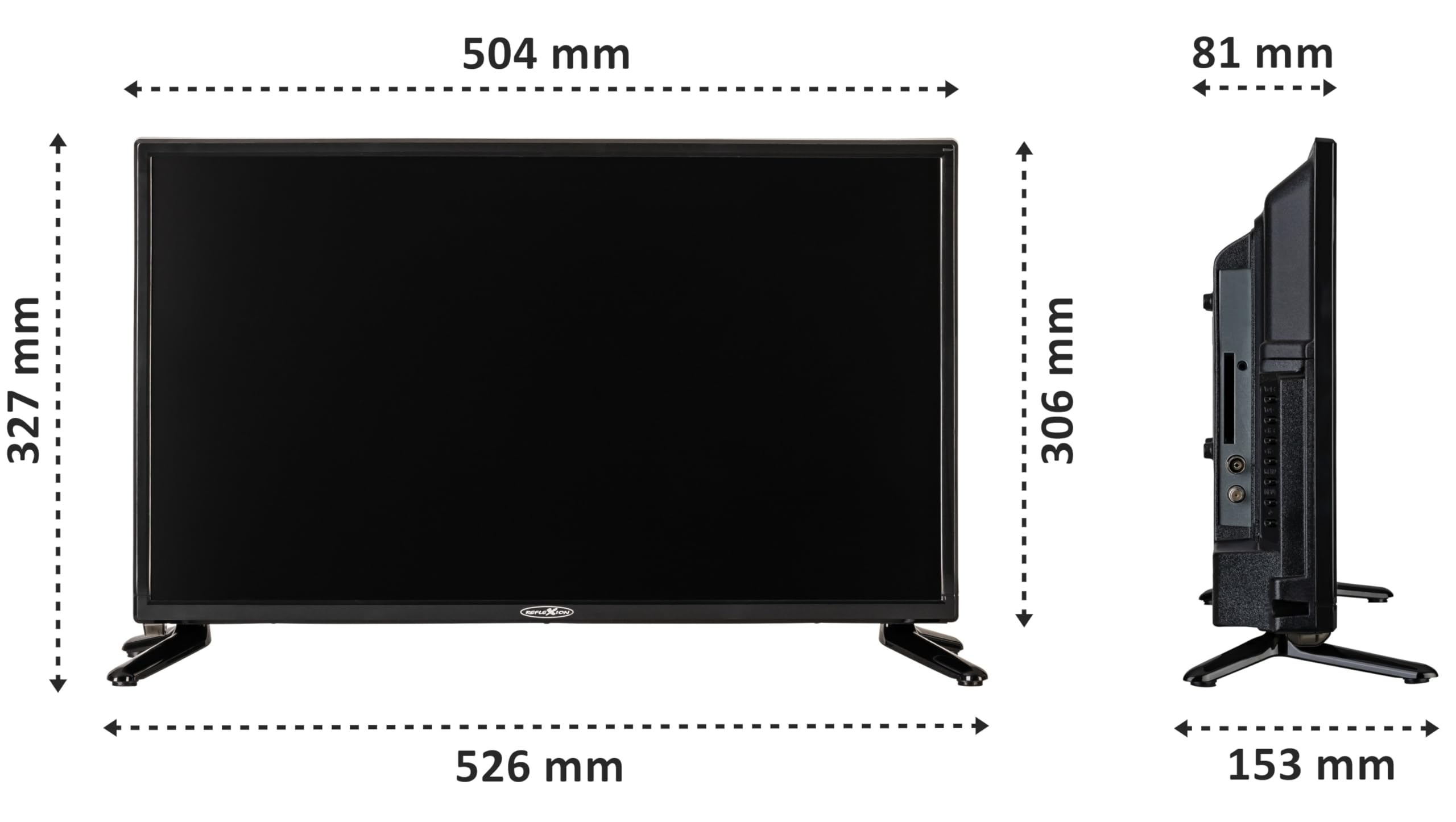 Reflexion LED22iBT Smart-TV 22 Zoll mit Soundbar, Full-HD, WLAN, Bluetooth, HDMI, USB, CI+, 12V-KFZ-Adapter – ideal für Wohnmobile, Wohnwagen, Camper & Boote – inkl. Fernbedienung
