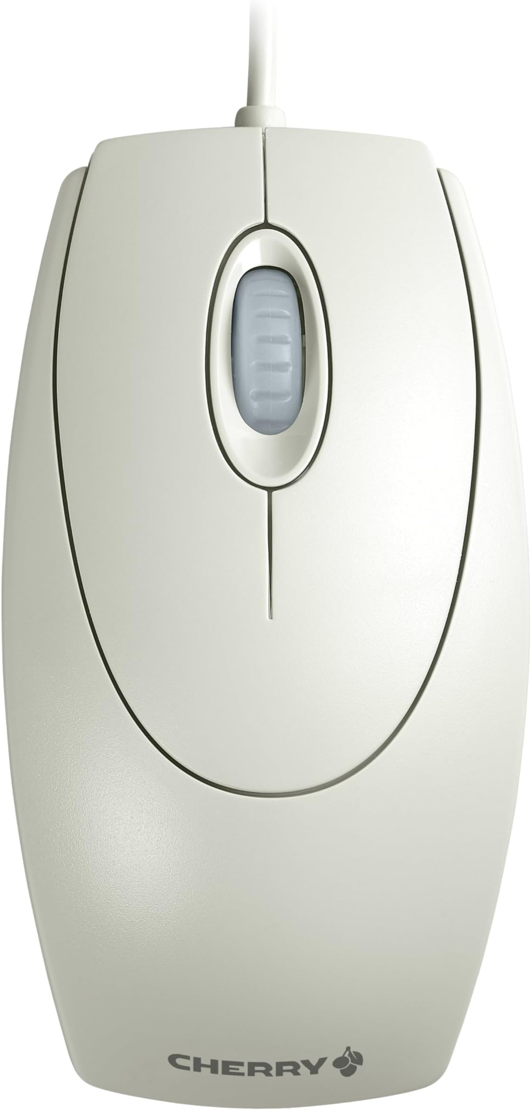 WheelMouse, Wired Mouse, Retro Style, Symmetrical Design for Right- and Left-Handed Users, Optical Sensor, USB-A (PS/2 Adapter Included), Light Gray