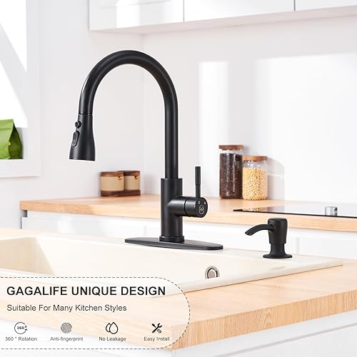 Vista 11 de GAGALIFE Kitchen Sink Soap Dispenser with 17 OZ Large Bottle - Sink Soap Dispenser for Kitchen Sink, Refill from The Top (Brushed Nickel)