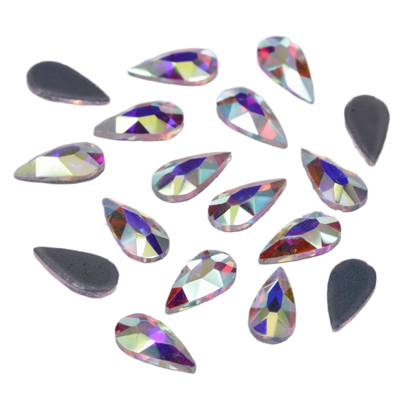 Giuplokid 100Pcs Hotfix Flatback Crystal Rhinestones, Teardrop Crystal Ab Hotfix Rhinestones Flat Back Multiple Sizes Assorted Pcs For Diy(,5X10mm)
