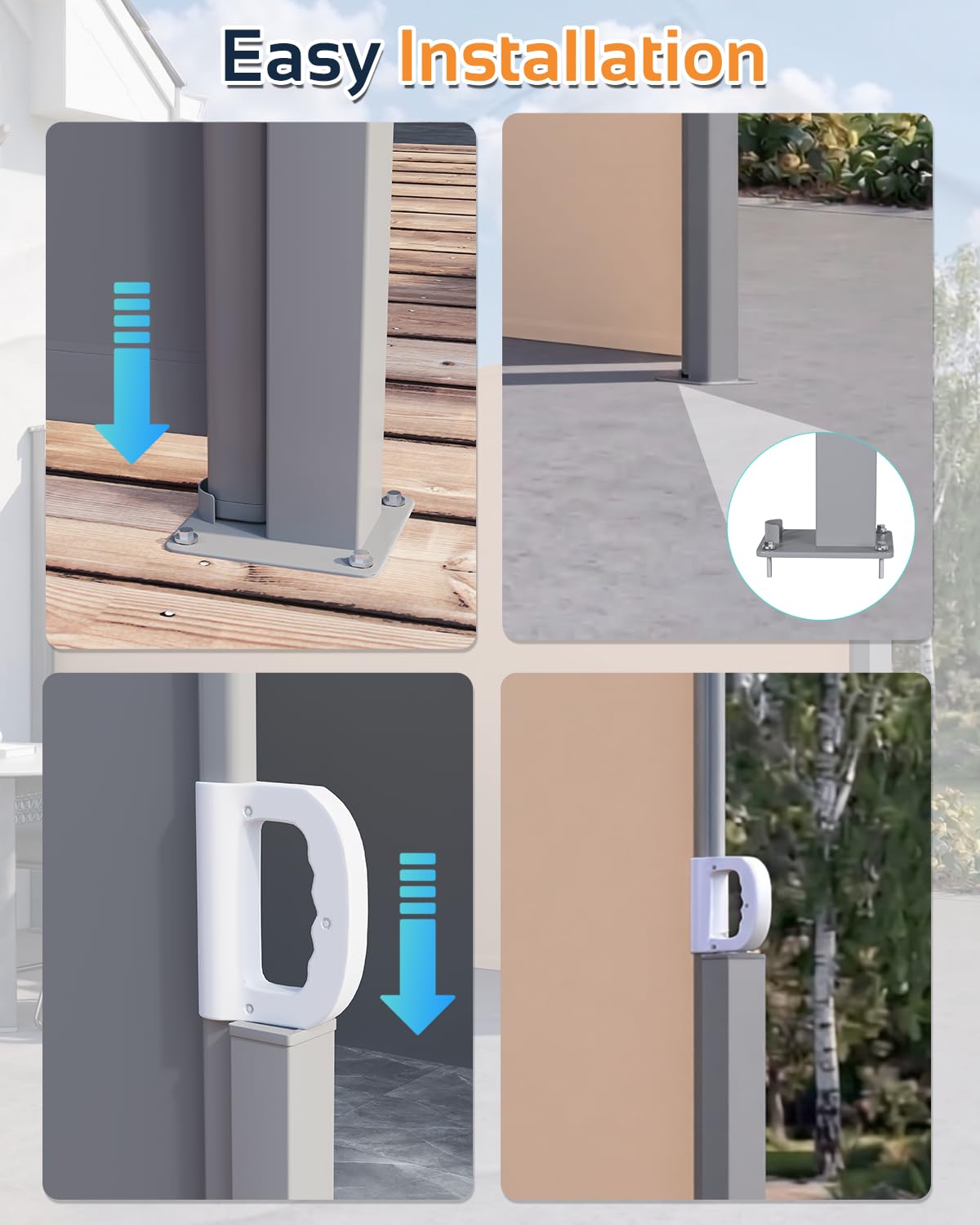 UNIONLINE Seitenmarkise Ausziehbar 350x180cm, Sichtschutz | Sonnenschutz Markise, wasserdichter Faltbarer Sichtschutz für Garten Balkon & Terrasse, Dunkelgrau