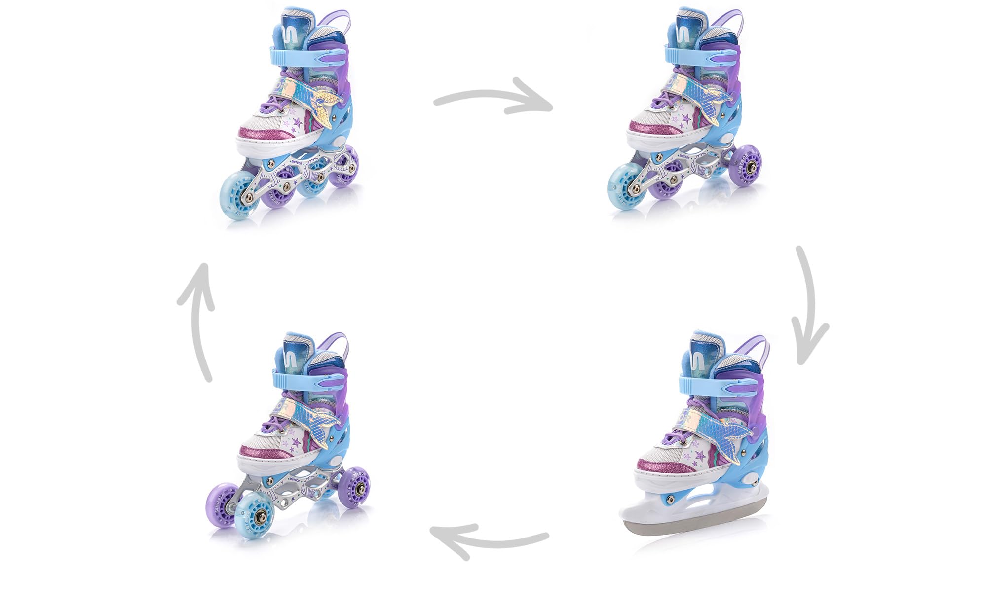 meteor Patines Línea 4 en 1 Ajustables para Niños y Adolescentes - Resistentes Infantiles Jóvenes y Adultos