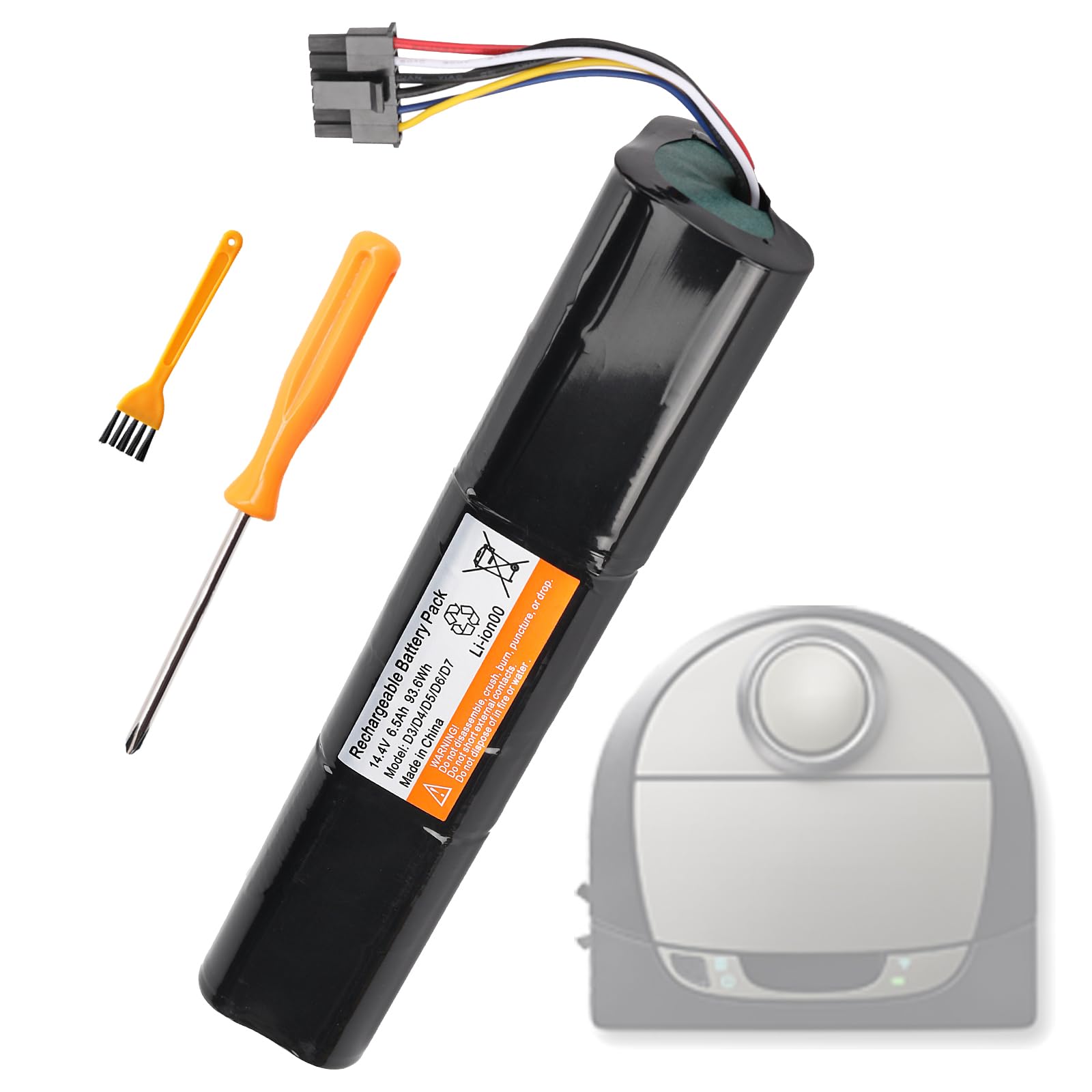 Batterie Rechargeable 6500mAh 14.4V Pour Neato Botvac D3 D4 D5 D6 D7 Et Modèles Connected - Remplace 205-0028, 205-0011