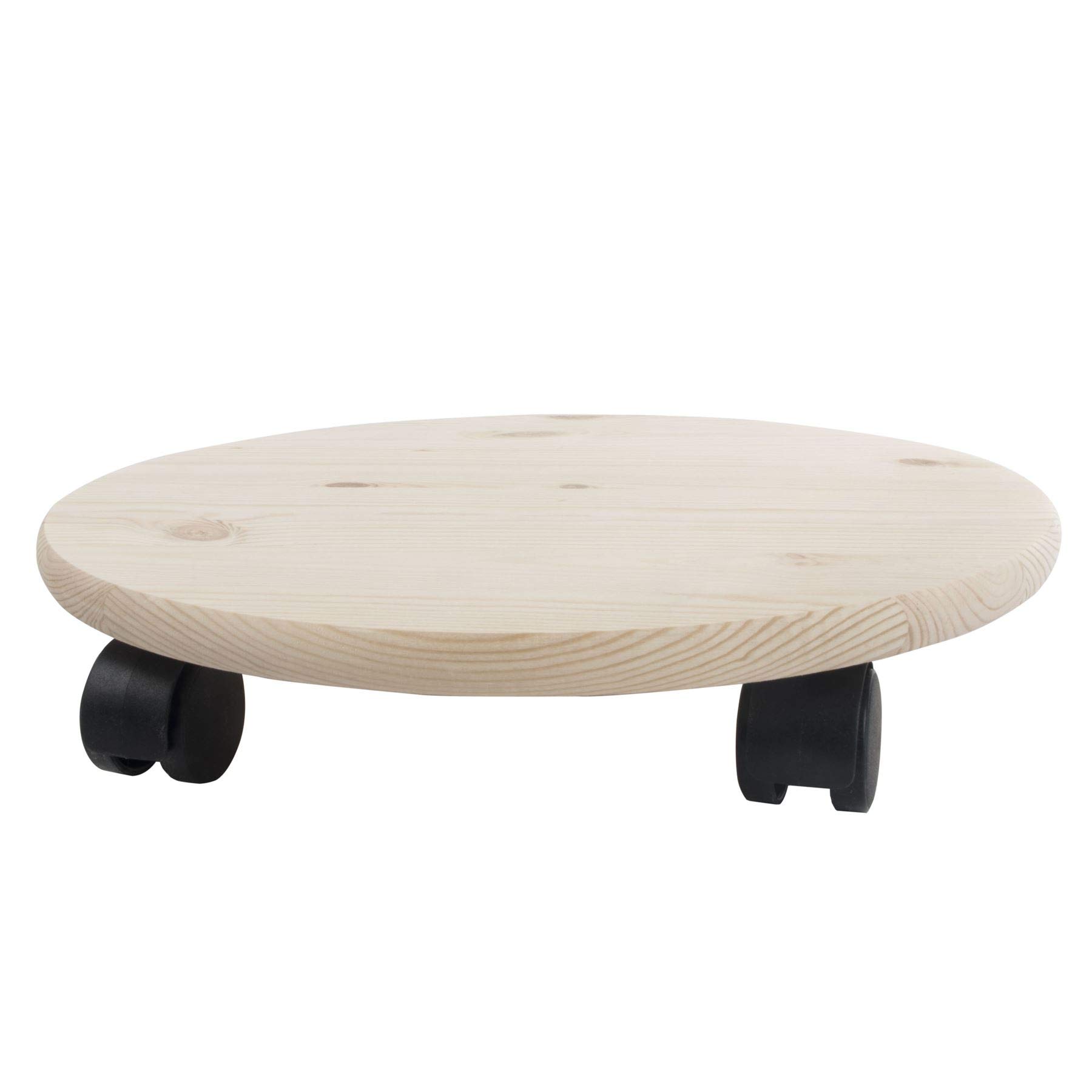 Woodeedoo Natural Wood Round Wooden Plant Pot Trolley Smooth Top Unfinished Pine Rolling Dolly Indoor Planter Caddy Decorative Wheel Base Diy Craft Stand 35 X 35 X 7 Cm