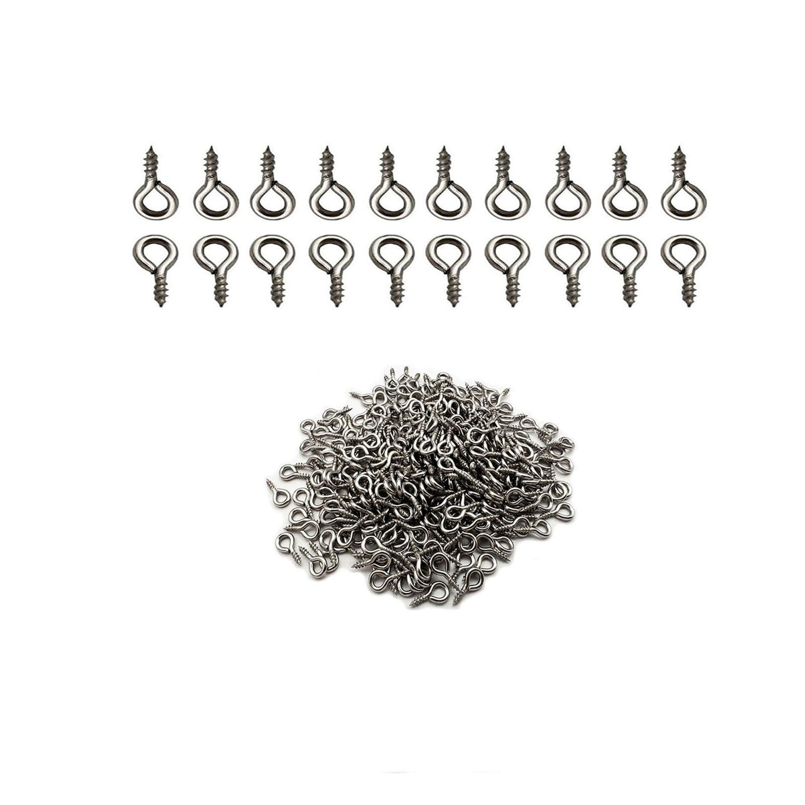 (304) Stainless Steel Small Screw Eye Pins Jewelry Making 5mm x 10mm Eyelet Hooks Screws Ring 300 Pcs Mini Screw Hooks