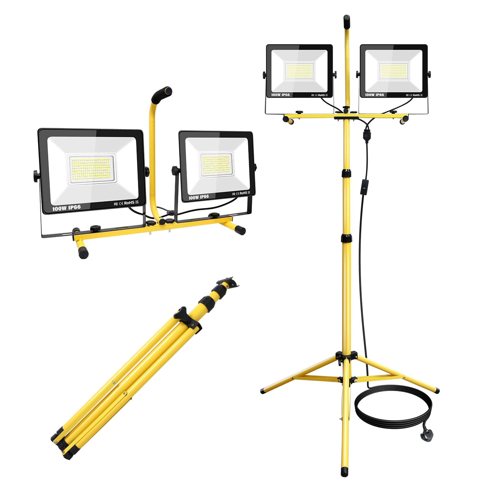 Willpower 200W Tripod Stand LED Work Light, 20000LM LED Floodlight Portable Job Site Light 230V Outdoor Indoor for Workshop Garage Construction Basement IP66 6000K with 5 Meter Power Cord — image 1