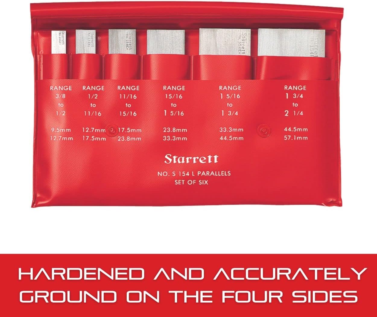 Starrett Steel Parallel Set for Layout and Inspection Work - Ideal for Professionals and Home Improvement - Special Grade Tool Steel, 6" Length - 5-Pack - S384-3Z