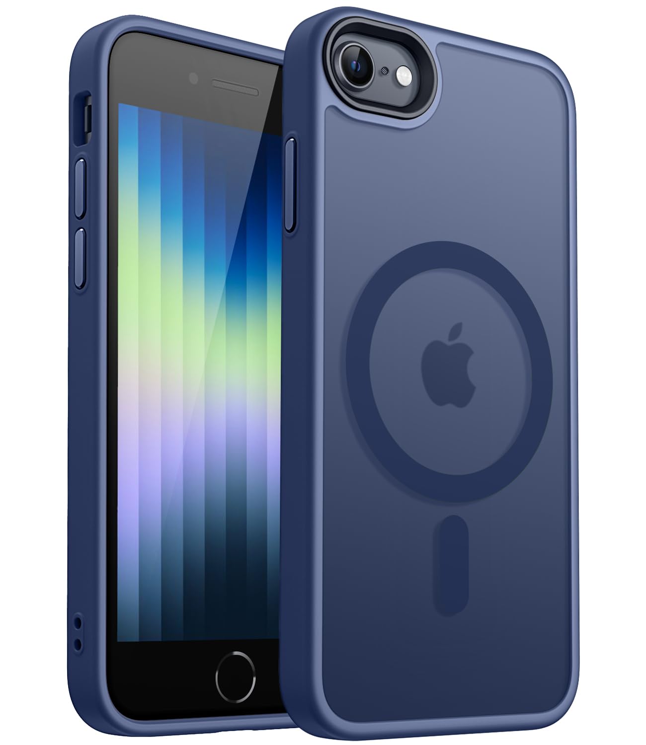 CANSHN Cover Magnetica Opaca per iPhone iPhone SE 3/2 (2022/2020), iPhone 8, iPhone 7, [Compatibile con MagSafe] Custodia Traslucida Opaca Protettiva Sottile Antiurto 4,7 Pollici - Blu Scuro