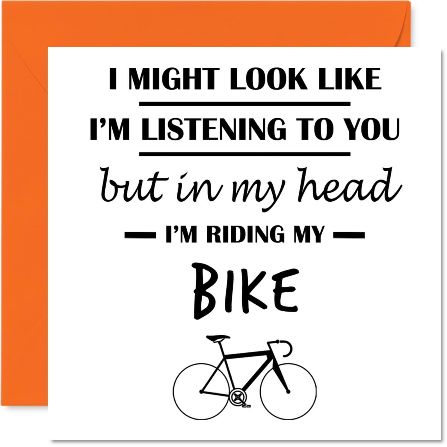 Bike Birthday Card for Men Women - In my Head - Happy Birthday Card for Husband Nan Auntie Uncle, 145mm Bday Greeting Cards