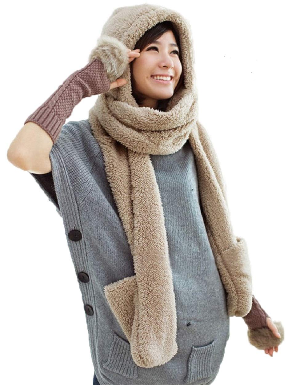 Ensemble Bonnet Écharpe Gants Landove - 3 En 1 Polaire - 6 Coloris - Parfait Pour L'hiver & Cadeau Fête