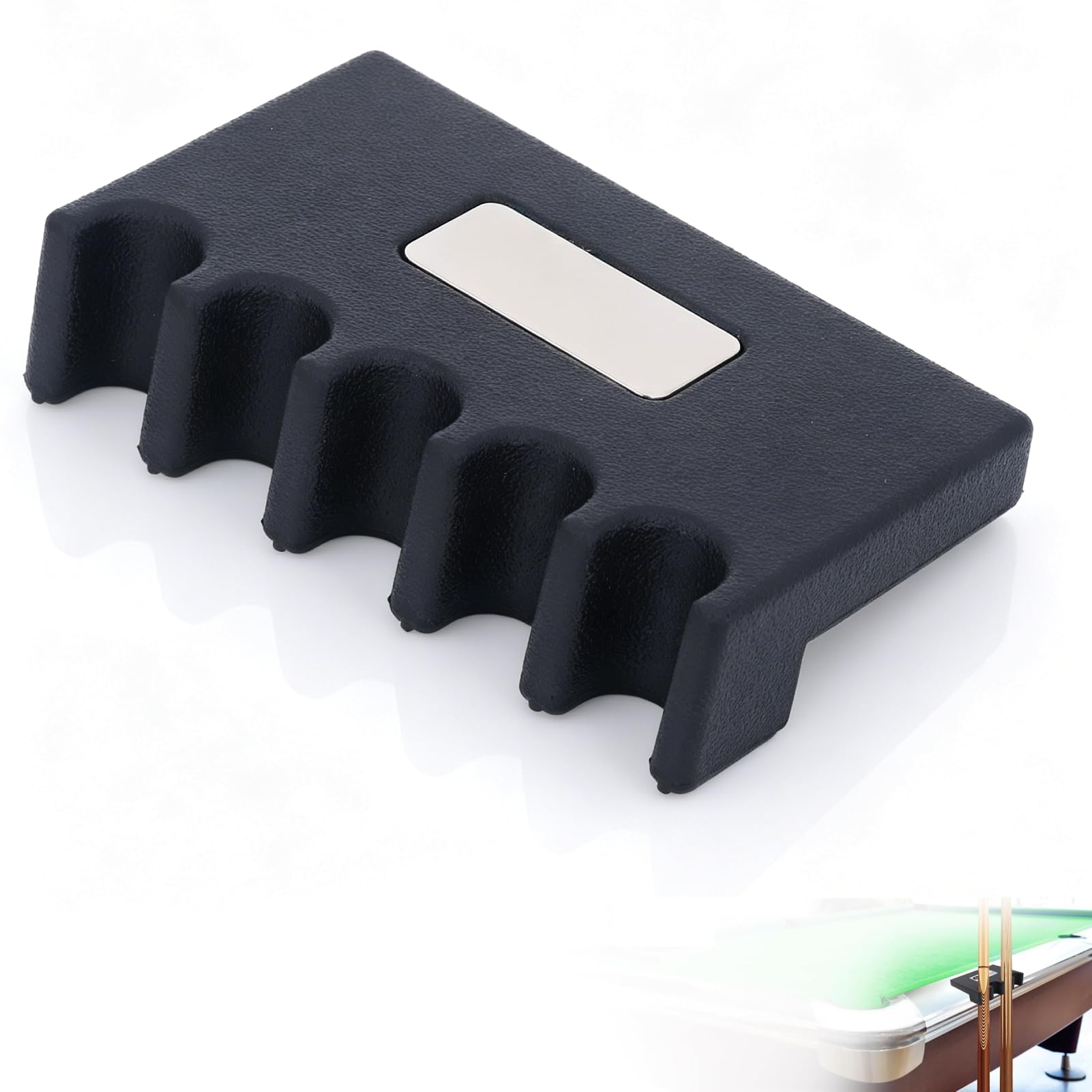 HERCHR 5 Cue Pool Cue Holder, 6.7x4.0x1.7in Table Side Billiard Cue Stick Holder Anti Slip Snooker Cue Rest Rack Portable Billiard Accessories for Indoor Pool Table