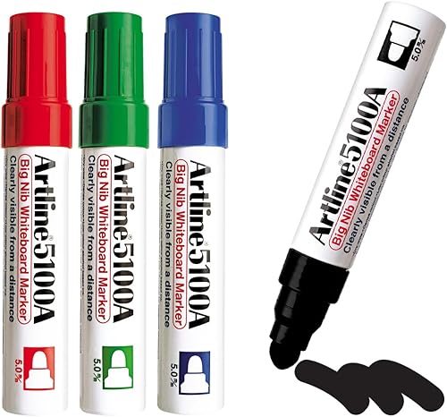 Artline Marcadores para pizarra blanca 5100A Big Nib Magnum, punta de bala extra gruesa de 0.176 pulgadas, la escritura es legible desde una gran