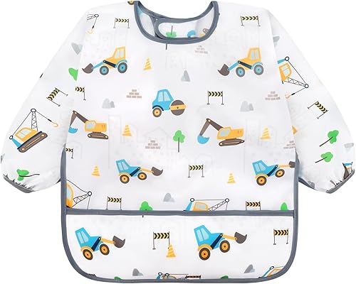 Miniatura 9 de Accmor Paquete de 5 baberos de manga larga, baberos impermeables para bebé de 6 a 36 meses