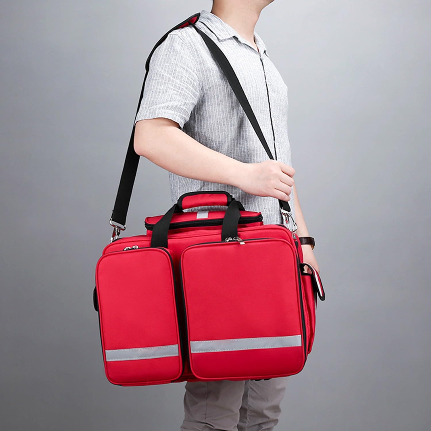 Bolsa De Emergencias,Bolsa De Primeros Auxilios Vacia,Bolsa Medica Enfermera Visita A Casa, Bolsa Bandolera Lleve Suministros Médicos con Múltiples Bolsillos para Estudiantes De Enfermera A