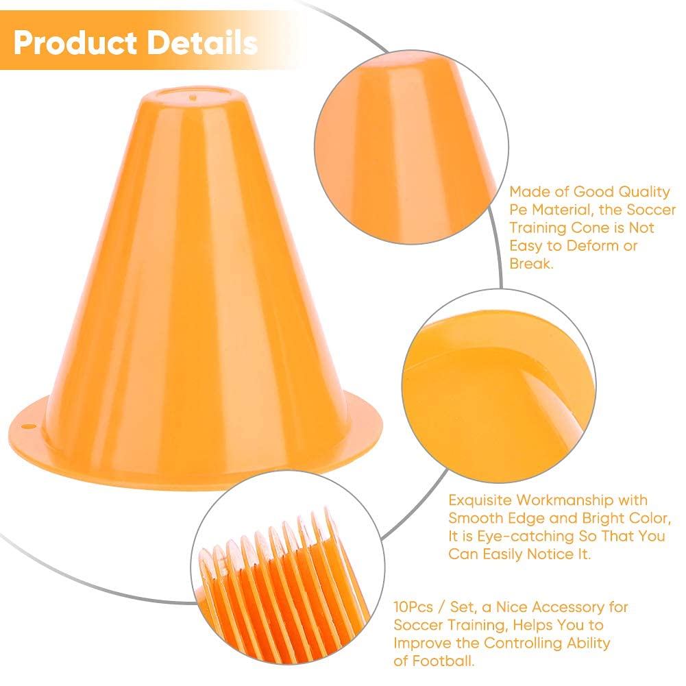 Keenso Set di Coni Marcatori di Calcio, 10 Pacchetti di Marcatura per Calcio Allenamento Set di Barriere di Calcio in Plastica