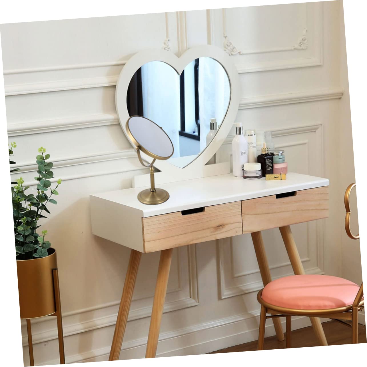 Housoutil Espejo De Maquillaje De Mesa De Doble Cara 1 Unidad 6 Pulgadas 3X Aumento para Mujer Uso Tocador Base Antideslizante