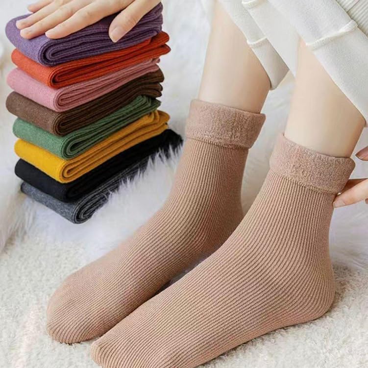 Janemore Socks, Fleece Cozy Socks, FleeceCozy - Ultra Soft Velvet Slim Thermal Socks-B 5 PCS2