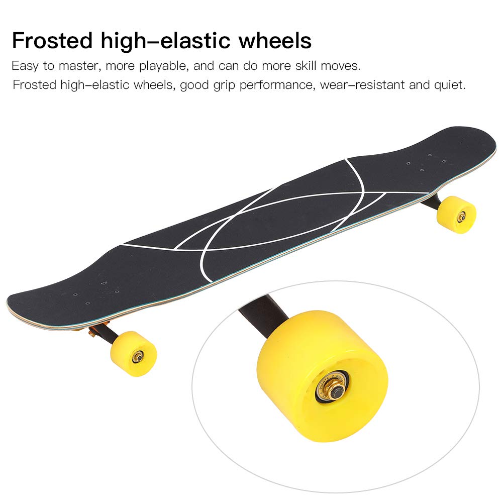 Longboard Portable Antidérapant élégant de 46 Pouces pour Adolescents et Adultes, Planche en érable de qualité Supérieure avec Roues à Haute élasticité pour Danser la Rue Fantaisie