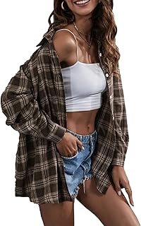 Sponsored Ad - Peaceglad Plaid Flannel Shirts for Women Oversized Long Sleeve Button Down Buffalo Plaid Shirt Blouse Tops
