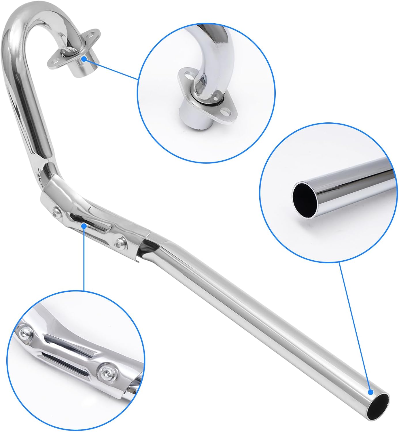Big Bore Muffler Exhaust Silencer Pipe Head Kit Compatible for 70cc 110cc 125cc SDG SSR Taotao Apollo Atomik Coolster Thumpstar Roketa Dirt Pit Bike (Blue)