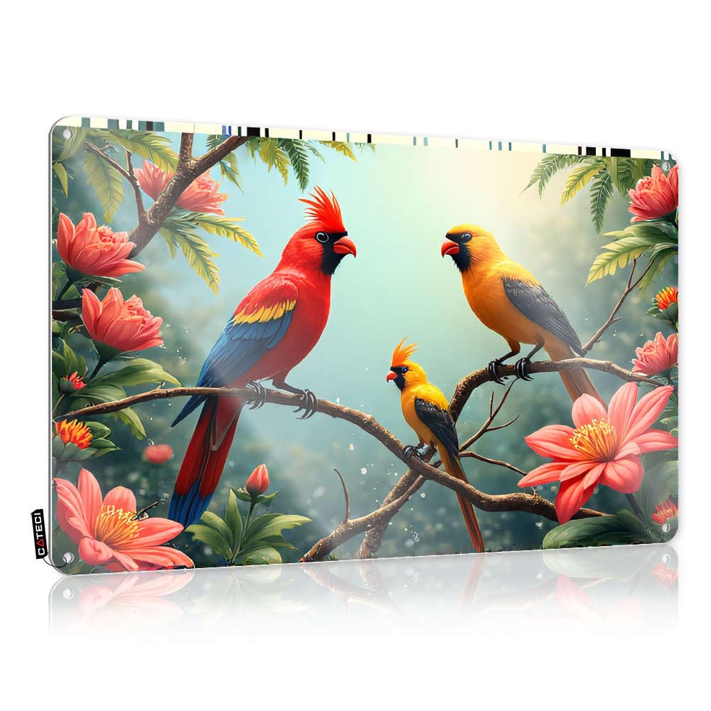 Fzfn Colour Vintage Bathroom Decor, Wall Signs Camper Waterproof Colorful Birds Perched On Branches Surrounded By Vibrant Flowers | Rustic Classy Wall Art(30X40cm)