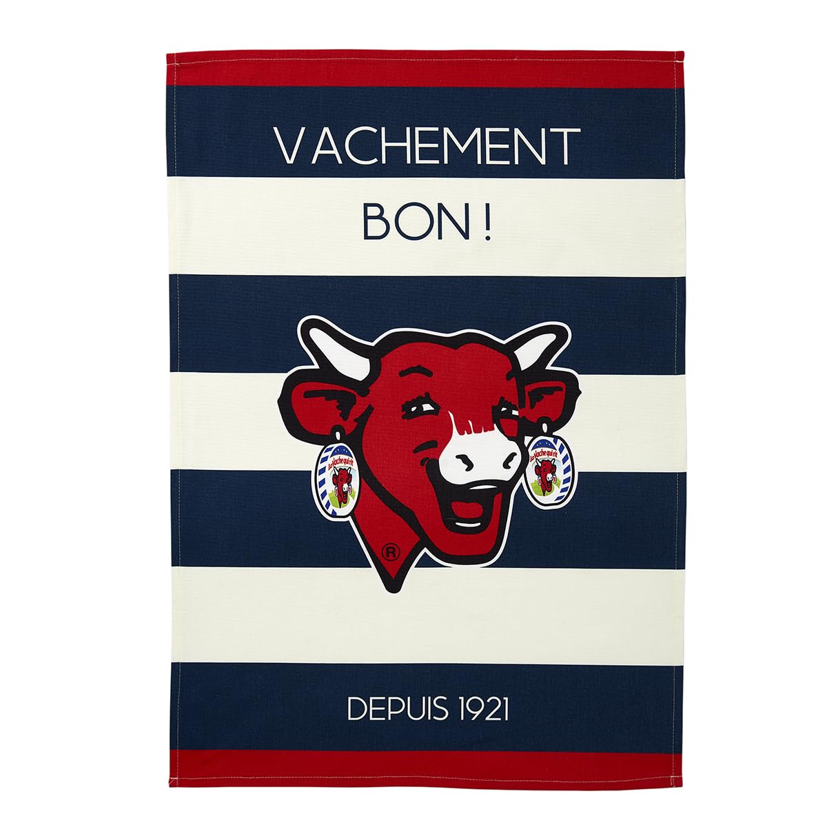 Coucke Printed Cotton Tea Towel, Laughing Cow Stripes, 50 x 75 cm