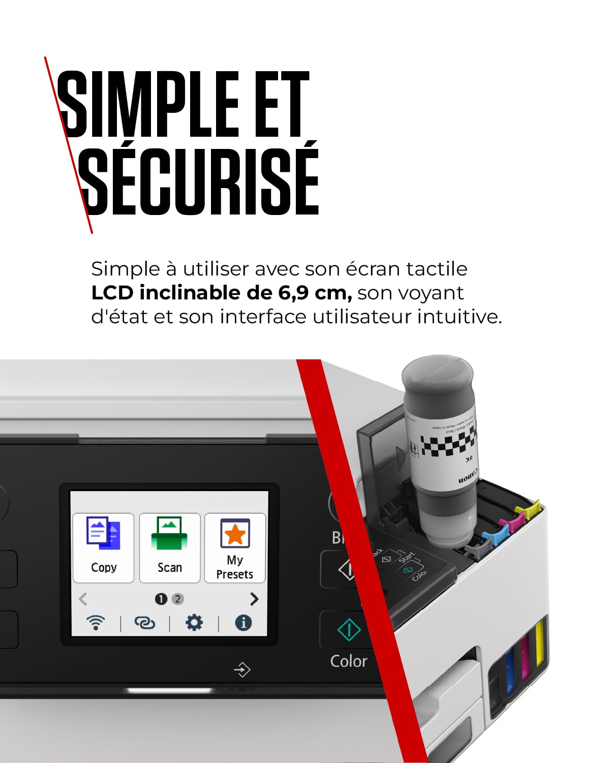 Canon MAXIFY GX2051 Imprimante A4 Couleur pour la Maison et Le Bureau, Imprimante, Copieur, Scanner et Télécopieur Jet d'encre MegaTank Tout-en-Un, Wi-FI, Ethernet, USB | Comprend 6 bouteilles d'encre