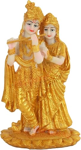 TIED RIBBONS Estatua del Señor Radha Krishna Ídolos de dios indios para Pooja, mandir, templo Resina, 7.5 pulgadas Radha Krishna Hindú Dios y