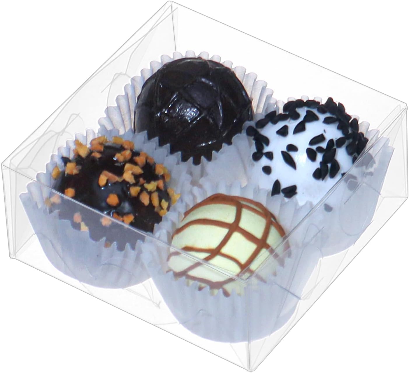 100pcs 4x4x2 Inch Clear Pastry Gift Boxes - Bakery, Cookie, Soap, Donut, Chocolate Covered Strawberries, Truffle, Brownie Cake & Treat Boxes for Party Favors & Wedding